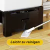 A washing machine stand with a drawer, shown from the side with a mop cleaning the floor underneath. Produktbild-Vorschau