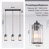 ZMH Hanglamp eettafel 3-lichts zwart kristal E27 fitting Productafbeelding-voorbeeld 2