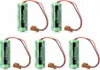 Six green lithium batteries with red and black wires and brown connectors are arranged in two rows on a white background. Náhled obrázku produktu