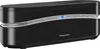 A black Panasonic cordless phone base unit is shown against a white background. Produktbild-Vorschau