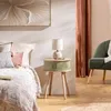 Nočný stolík NYSOS s 2 dvierkami, Ø 40 cm, zelený Náhľad obrázku produktu 6
