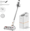 A collection of vacuum cleaner accessories and a charging station are displayed on a white background. Produktbild-Vorschau