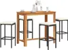 The Living Store 5-tlg. Gartenbar-Set Schwarz Massivholz Produktbild-Vorschau 2