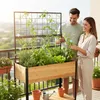 Relaxdays Hochbeet mit Rankgitter, Ablagefach, Rollen, Produktbild-Vorschau 3