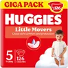 The image shows the packaging of Huggies Little Movers diapers, with a child modeling the product. Náhľad obrázku produktu