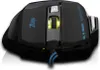 A top-down view of a black gaming mouse with blue accents and green LED lighting. Produktbild-Vorschau