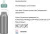 A close-up of a reusable water bottle with its lid and straw assembly detached, next to descriptive text and icons. Produktbild-Vorschau