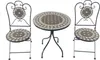 A set of garden furniture consisting of a round table and two chairs, all with mosaic detailing. Produktbild-Vorschau