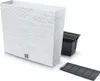 A white planter with a textured surface and a black insert and base are displayed on a white background. Produktbild-Vorschau