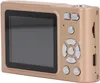 A close-up side view of a gold digital camera. Produktbild-Vorschau