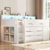 Lit superposé bas 90x200, avec 3 tiroirs, bureau intégré, Voir les images du produit 3