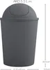 A gray trash can with a flip-top lid is shown against a white background, with dimensions indicated by lines and text. Náhľad obrázku produktu