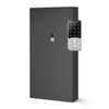 A tall, gray metal cabinet with a digital keypad lock on the right door, set against a white background. Podgląd zdjęcia produktu