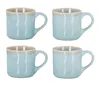 4er Set Steingut Becher 350ml Tasse Blau Kaffeetassen Produktbild-Vorschau 1