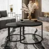 Runder Couchtisch CIRI SLIM 2in1 Schwarz Matt Produktbild-Vorschau 1