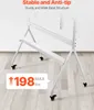 The image shows the base of a white rolling TV stand with wheels, highlighting its stability and weight capacity. Anteprima dell’immagine prodotto
