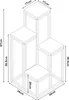 A technical drawing of a multi-tiered plant stand with dimensions indicated. Náhled obrázku produktu