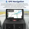 A car dashboard with a GPS navigation screen showing a map route. Anteprima dell’immagine prodotto