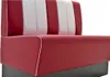 A close-up view of a diner-style booth with red and white striped upholstery. Produktbild-Vorschau