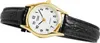 A close-up studio shot of a Casio women's watch with a gold-tone case and a black leather strap. Produktbild-Vorschau