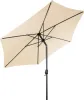 A beige rectangular patio umbrella with a black pole and frame, shown from a low angle against a white background. Produktbild-Vorschau