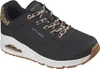 A single black Skechers sneaker with leopard print laces and accents is shown against a white background. Anteprima dell’immagine prodotto