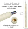 Instructions on how to insert batteries and turn on LED candles. Produktbild-Vorschau