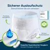 A close-up marketing image of adult incontinence pants, highlighting features like leak protection and dry skin feel. Produktbild-Vorschau