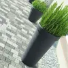 Two dark gray planters with green rosemary plants are placed on a gray and white tiled surface. Náhľad obrázku produktu