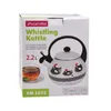 The image shows the retail packaging for a whistling kettle. Produktbild-Vorschau