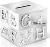 Tirelire argentée pour un enfant, cadeau élégant, cube ABC Voir les images du produit 2
