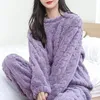 Damen Kuscheliger Fleece Pyjama Set in Rosa, Langarm Produktbild-Vorschau 4