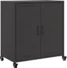 A dark gray metal cabinet with two doors and wheels is shown against a white background. Anteprima dell’immagine prodotto