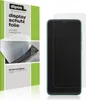 A product package for a screen protector is shown next to a smartphone with a screen protector applied. Produktbild-Vorschau