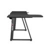 Side view of a black L-shaped gaming desk against a white background. Podgląd zdjęcia produktu