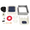 A collection of parts for a portable toilet chair laid out on a white background. Podgląd zdjęcia produktu