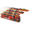 A toy truck carrying multiple toy cars, with ramps extending from the truck. Náhled obrázku produktu