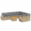 10-tlg. Garten-Sofagarnitur mit Kissen Beige Poly Rattan Produktbild-Vorschau 1