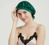 INF Bonnet de nuit en soie de mûrier 16 Momme Vert Voir les images du produit 5