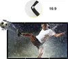 A man kicking a soccer ball with water splashing around him, displayed on a projection screen. Produktbild-Vorschau