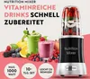 A nutrition mixer with fruits and smoothies, along with marketing text and feature icons. Podgląd zdjęcia produktu