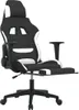 vidaXL Gaming stoel met voetsteun, zwart en wit, met Productafbeelding-voorbeeld 6