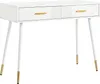A white desk with gold accents and legs, shown against a white background. Podgląd zdjęcia produktu