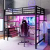 A modern gaming loft bed setup in a bedroom with LED lighting. Náhled obrázku produktu