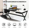 A black desk with a laptop, a lamp, and a chair, with icons at the bottom representing office supplies. Náhled obrázku produktu