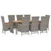 vidaXL 9-tlg. Garten-Essgruppe mit Kissen Grau Poly Rattan Produktbild-Vorschau 4