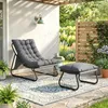 Outsunny Loungesessel Outdoor Balkonsessel mit Hocker 13 cm Produktbild-Vorschau 2