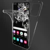 A clear phone case is shown on a dark background, with a smartphone inside it. Produktbild-Vorschau