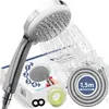A shower head with water spraying from it, shown with its packaging and accessories. Anteprima dell’immagine prodotto
