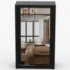 A reflection of a bedroom scene is visible in the mirrored doors of a black wardrobe. Produktbild-Vorschau
